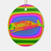 het glimlachen van psychedelische walvisversiering keramisch ornament (Links)