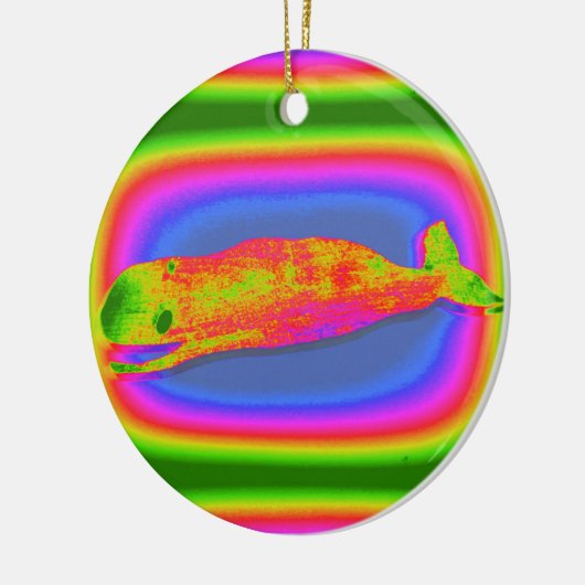 het glimlachen van psychedelische walvisversiering keramisch ornament (Links)