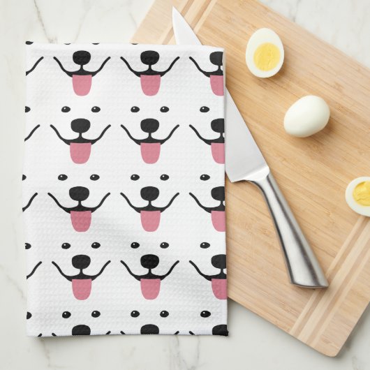 Het glimlachen van Samoyed Kitchen Dish Towel Theedoek (Quarter Fold)