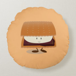 Het glimlachen van S'more Food Round Pillow Rond Kussen