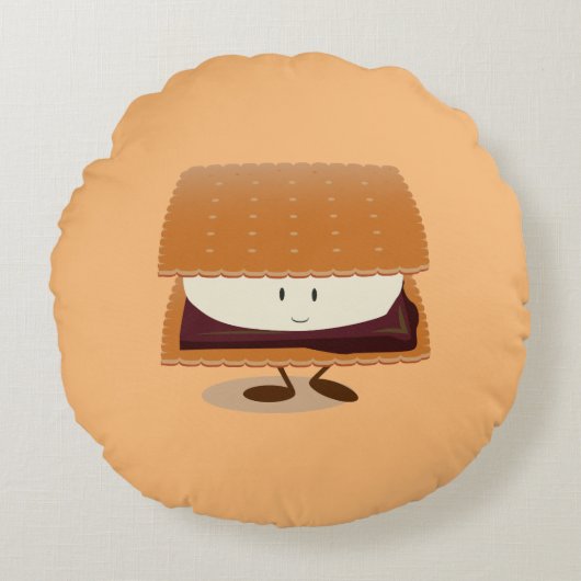 Het glimlachen van S'more Food Round Pillow Rond Kussen (Voorkant)