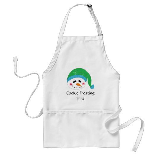 Het glimlachen van Snowman Cookie Frosting Time Standaard Schort (Voorkant)