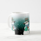 Het glimlachen van Snowman, kardinaal in een Snows Koffiemok (Voorkant links)