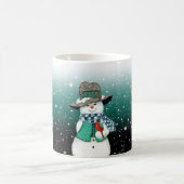 Het glimlachen van Snowman, kardinaal in een Snows Koffiemok (Center)