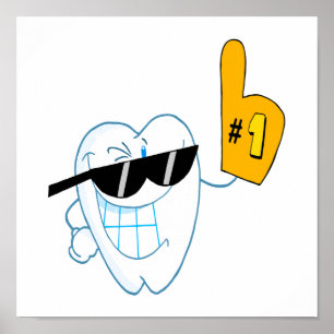 Het glimlachen van Tandcartoon Karakter Nummer één Poster