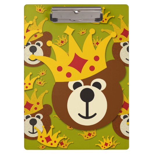 Het glimlachen van Teddy Bear met Crown Klembord (Voorkant)