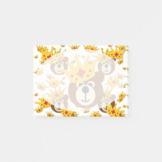Het glimlachen van Teddy Bear met Crown Post-it® Notes (Voorkant)