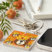 Het glimlachen van Teddy Bear Sleutelhanger (Voorkant Rechts)