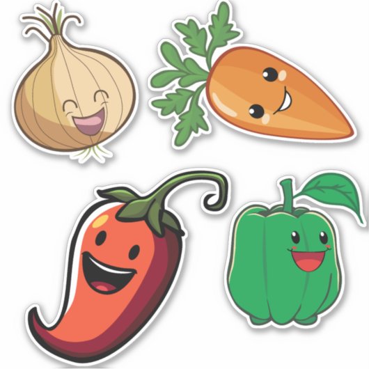 Het glimlachen van Veggie Friends Sticker (Voorkant)