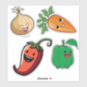 Het glimlachen van Veggie Friends Sticker (Vel)