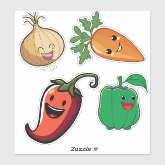 Het glimlachen van Veggie Friends Sticker (Vel)
