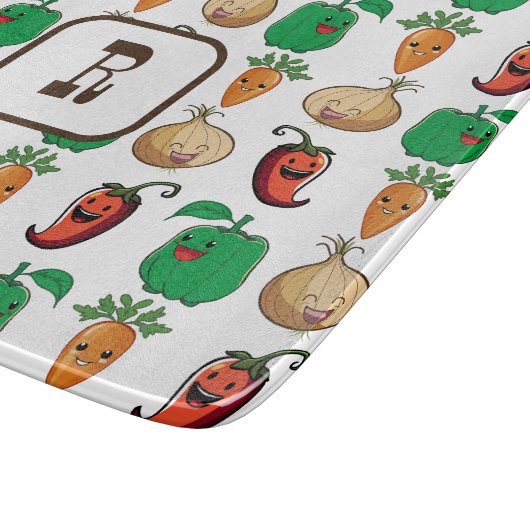 Het glimlachen van Veggies Monogrammed Snijplank (Hoek)