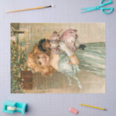 Het glimlachen van Victoriaans meisje met Doll bij Tissuepapier (Craft)