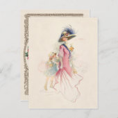 Het glimlachen van Victoriaans moeder en dochter H Feestdagenkaart (Voorkant / Achterkant)