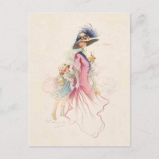 Het glimlachen van Victoriaans moeder en dochter H Feestdagenkaart (Voorkant)