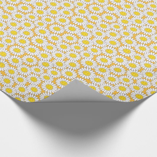 Het glimlachen van White Daisies Summery Pattern Cadeaupapier (Hoek)