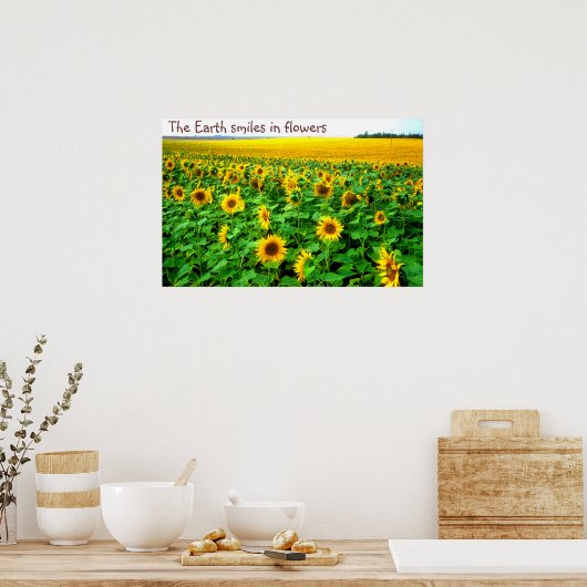 Het glimlachen van zonnebloemen door TDGallery Poster (Keuken)