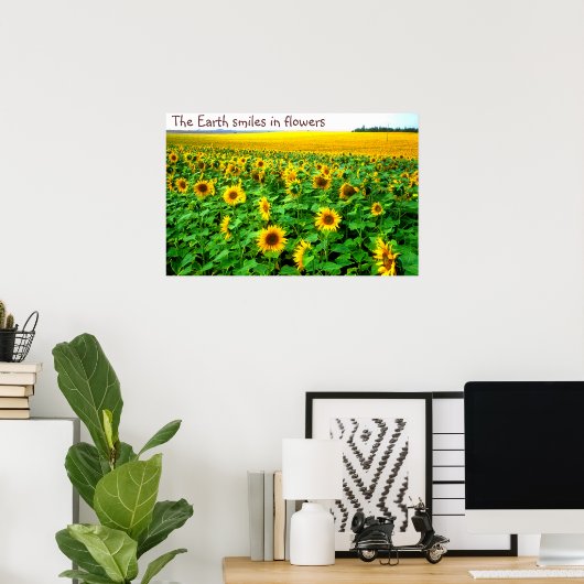 Het glimlachen van zonnebloemen door TDGallery Poster (Thuiskantoor)