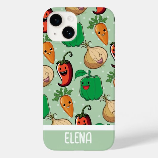 Het glimlachen Veggies Personalized Case-Mate iPhone Case (Achterkant)
