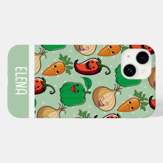 Het glimlachen Veggies Personalized Case-Mate iPhone Case (Achterkant (horizontaal))