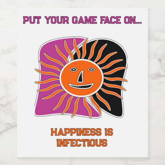 Het glimlachende zongezicht wijn etiket (Enkel label)