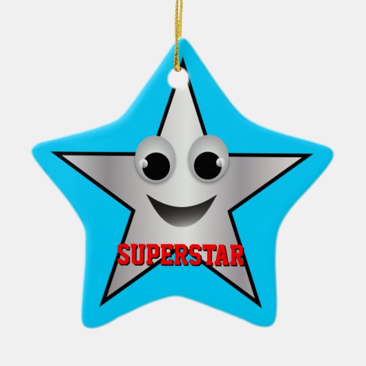 Het glimlen Superstar Karakter Silver Kleurde Keramisch Ornament (Voorkant)