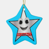 Het glimlen Superstar Karakter Silver Kleurde Keramisch Ornament (Links)