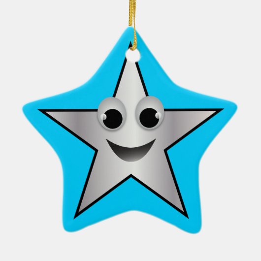 Het glimlen Superstar Karakter Silver Kleurde Keramisch Ornament (Achterkant)