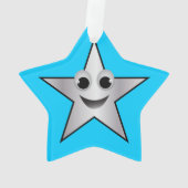 Het glimlen Superstar Karakter Silver Kleurde Ornament (achterkant)