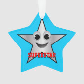 Het glimlen Superstar Karakter Silver Kleurde Ornament (voorkant)