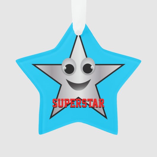 Het glimlen Superstar Karakter Silver Kleurde Ornament (voorkant)