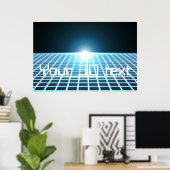 Het gloeien 3D-Net met klantgerichte tekst Poster (Thuiskantoor)
