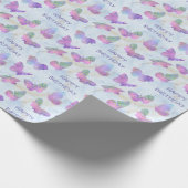 Het gloeien Butterflies op Abstracte Blauwe Dag Cadeaupapier (Hoek)