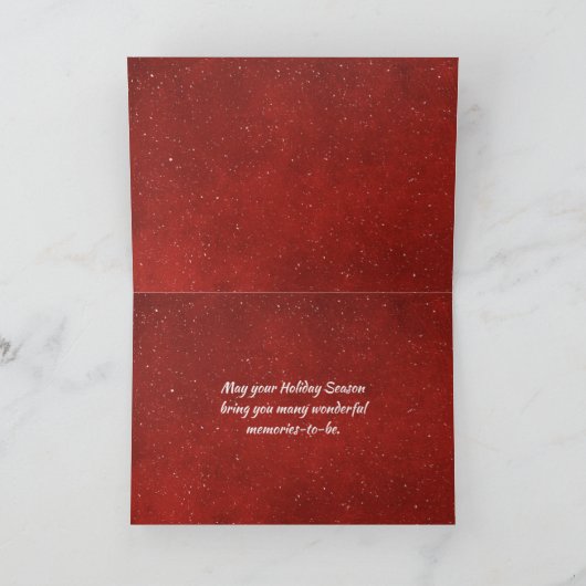 Het gloeien van kerstlichten rood met sneeuwvlokke kaart (Binnen)