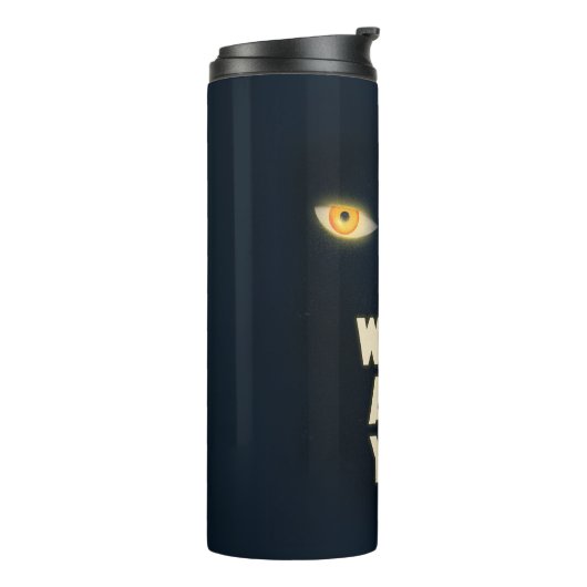 Het gloeiende ogen "What.Are.You." Thermosbeker (Gedraaid links)