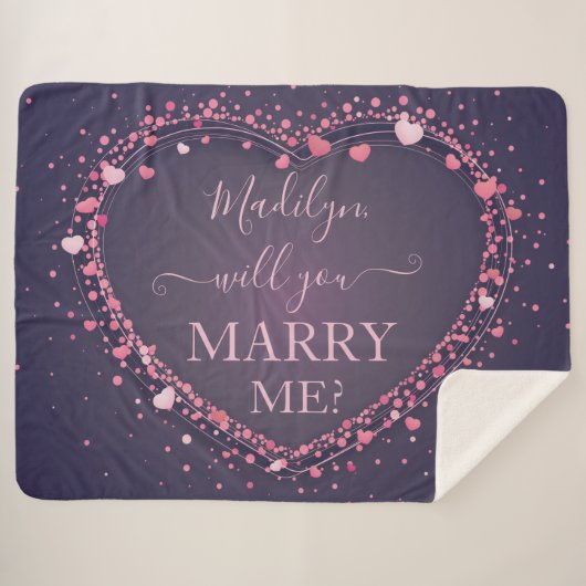 Het gloeiende roze voorstel van het huwelijk sherpa deken (Voorkant (horizontaal))
