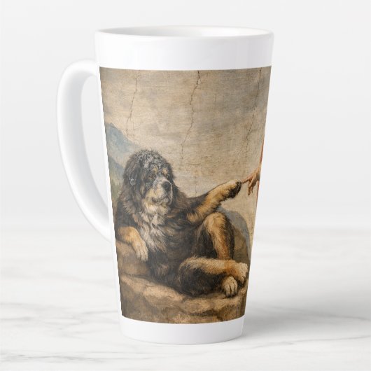 Het goddelijke aanraken latte mok (Linkerhoek)