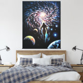 Het goddelijke vrouwtje in het universum canvas afdruk (Insitu (Slaapkamer))