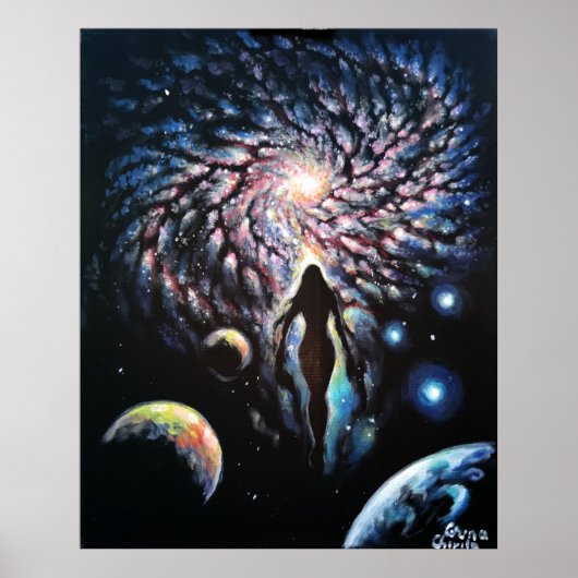 Het goddelijke vrouwtje in het universum poster (Voorkant)