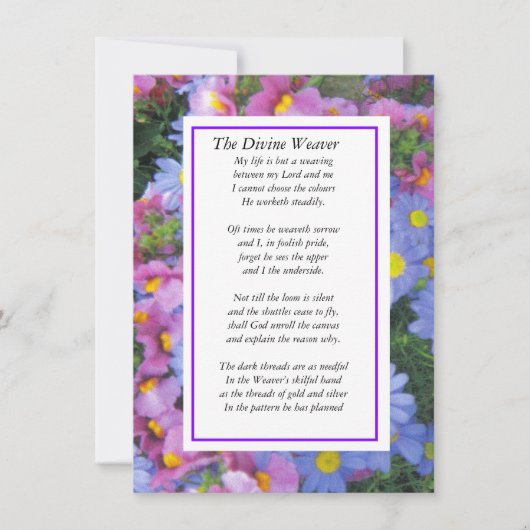 Het goddelijke Weaver met paars Feestdagenkaart (Voorkant)