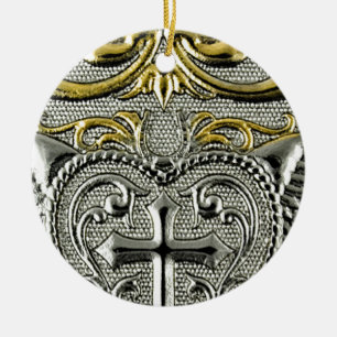 het godsdienstige metaal zilveren kruis van het keramisch ornament