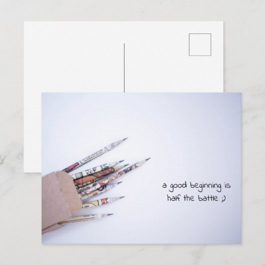 Het goede Begin is van de Helft van de Slag Briefkaart (Voorkant / Achterkant)