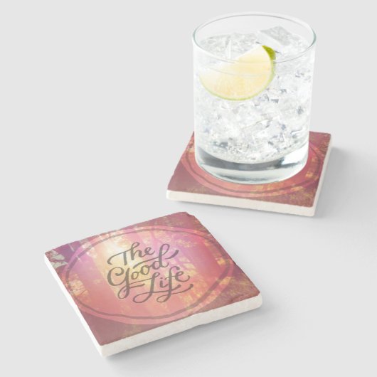 Het goede leven stenen onderzetter (Zijkant)