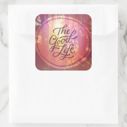 Het goede leven vierkante sticker (Tas)