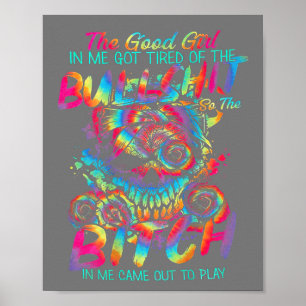 Het goede meisje in me Tattoo schedel Roos Poster