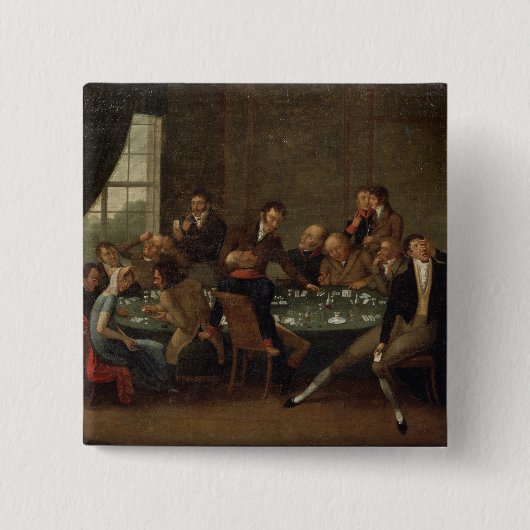 Het gokhuis vierkante button 5,1 cm (Voorkant)