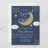 Het Gold en Navy Blue Moon Baby shower Kaart (Voorkant)