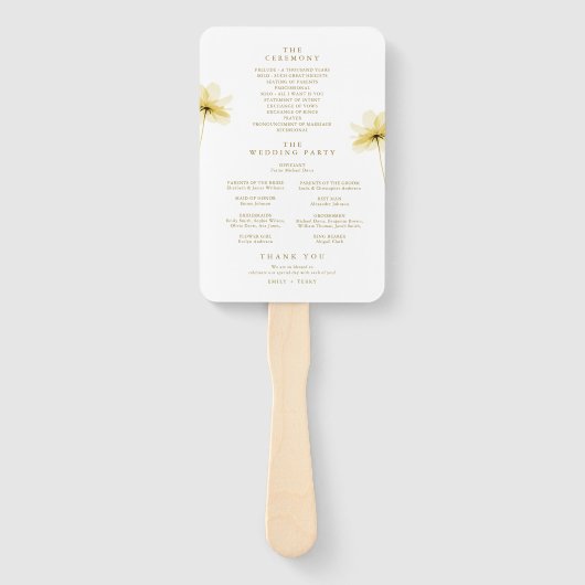 Het Golden Hour Grace Photo Floral Wedding Program Handwaaier (Achterkant)