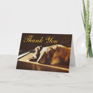 Het golden retriever en de Kat danken u kaarden Bedankkaart
