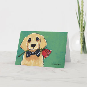 Het golden retriever met nam   dankt u kaardt toe bedankkaart